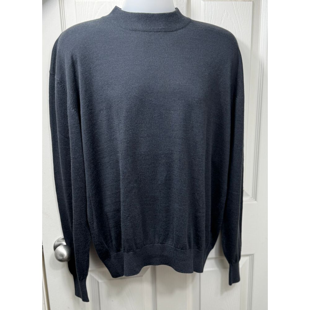 Men Tulliano‎ Luxury Silk Cotton Mock Neck Sweater Pullover Preppy Minimalist 2X
